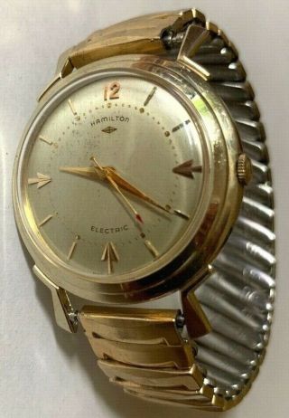 1957 Mens Hamilton Van Horn 500 Electric Watch 14kt Gold Jb Band