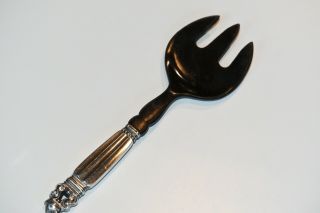 Acorn By Georg Jensen Sterling Silver Salad Serving Fork Small With Horn 8 "