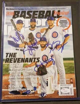 Bryant,  Rizzo,  Heyward,  Arrieta Signed Sports Illustrated Cubs - Rare (no Label)