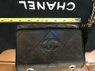 Auth Chanel Vintage Mini CC Chain Bag Black Leather 11