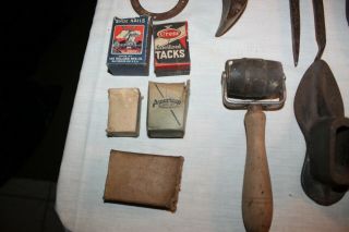 Antique Vintage Cobblers Leather Tools Wood Handle wood box metal forms 3