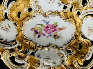 Huge Antique meissen porcelain Rococo Shell Heavy Gold Gilded 3