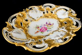 Huge Antique meissen porcelain Rococo Shell Heavy Gold Gilded 5