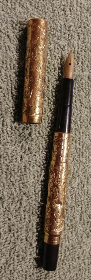Vintage Aikin Lambert & Co.  Gold Engraved Fountain Pen 2