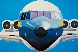 BOAC AIRLINES POSTER VC10 AIRPLANE VINTAGE TRAVEL 1960 ' s RARE 3