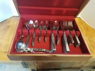69 Pc Vintage Oneida Northland Rose Wisp Stainless Flatware Spoons Forks Japan