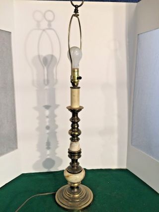 Antique Vintage Brass & Marble Table Lamp 31 "