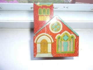 Vintage J.  Chein & Co.  Tin Litho Church Shaped Bank,  Made In Usa