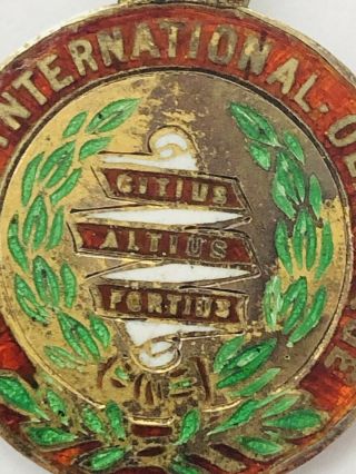 Rare Antique 1910 Olympic InternatIonal Committee Silver & Enamel Pendant Badge 2