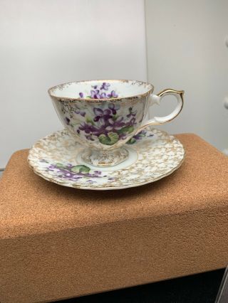 Vintage Napco Hand Painted Tea Cup And Saucer Lt 005