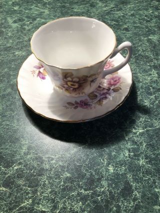 Royal Sutherland Fine Bone China Roses,  Floral Tea Cup,  Saucer England