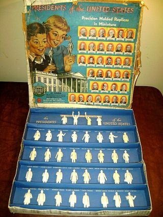 36 Vintage Marx Presidents Of The United States Replicas W/ Mrs Eisenhower N Box