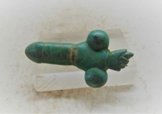 Ancient Roman Bronze Plate Type Brooch In The Form Of A Phallus