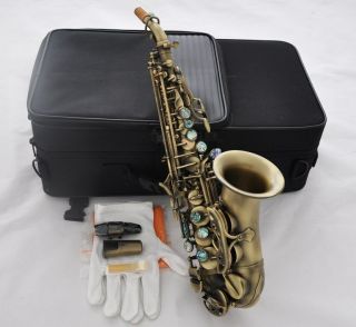Antique Curved Soprano Sax Bb Saxophone Ablone Shell Keys High F
