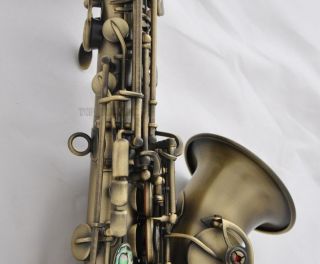 Antique Curved Soprano Sax Bb Saxophone Ablone shell Keys High F 2