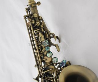 Antique Curved Soprano Sax Bb Saxophone Ablone shell Keys High F 4