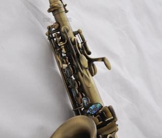 Antique Curved Soprano Sax Bb Saxophone Ablone shell Keys High F 6