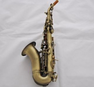 Antique Curved Soprano Sax Bb Saxophone Ablone shell Keys High F 7