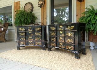 Rare Pair 20th Century Chinoiserie Jasper Org Hollywood Regency Matching Chest