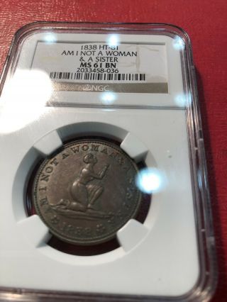 Anti - Slavery Htt Hard Times Token—very Rare State Ngc 61 - One Of Finest Kno