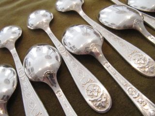 Vintage French Silverplate 12 Coffee Spoons Christofle Villeroy Pattern