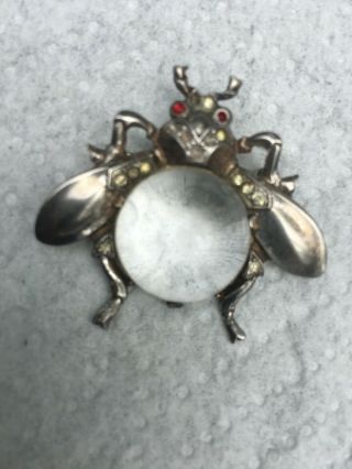 Vtg TRIFARI Jelly Belly CLEAR Lucite Sterling LARGE FLY Figural Pin Brooch 2