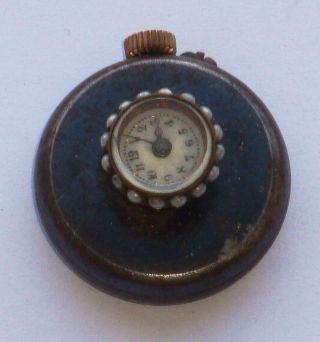 Rare Antique Gun Metal & Gold Capped Button Hole Watch (& Great Order)