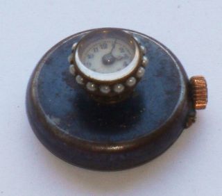 Rare Antique Gun Metal & Gold Capped Button Hole Watch (& Great Order) 3