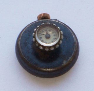 Rare Antique Gun Metal & Gold Capped Button Hole Watch (& Great Order) 4