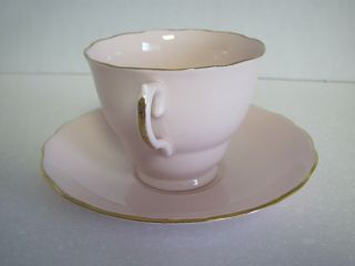 Vogue Tea Cup & Saucer Pink with Gold Trim Bone China made in England 2