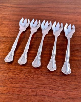 (5) Gorham Co.  Sterling Silver Ice Cream Forks: Chantilly 1895 No Monograms