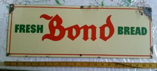 Rare 1930s? Bond Bread Vintage Porcelain Sign Flatbush Brooklyn Nyc Ebbets Field
