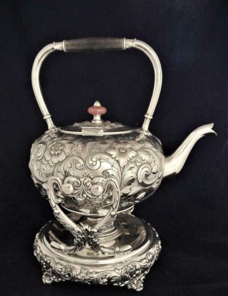 Victorian Embossed Repousse Silver On Copper Tilting Tea Pot Tipping Tea Pot