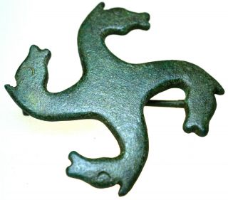 Roman Bronze Swastika Brooch Fibula
