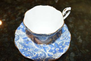 Vintage Royal Standard Fine Bone China England Blue And White Tea Cup And Saucer