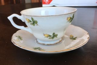 Vintage Grant Crest Tea Cup And Saucer Yellow Roses