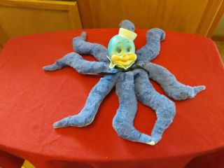 Vintage Rushton Octopus Rubber Face Plush Toy Animal Water Baby