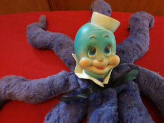 VINTAGE RUSHTON OCTOPUS RUBBER FACE PLUSH TOY ANIMAL WATER BABY 2