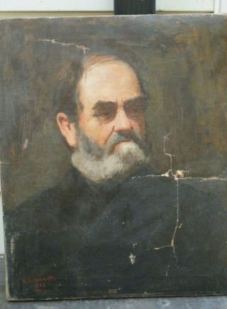 Antique Portrait Oil Painting Canvas Thomas Eakins Student Lillian Hammitt 1887