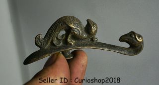 8cm Antique Old Chinese Bronze Dynasty Birds Phoenix Hook Statue Sculpture