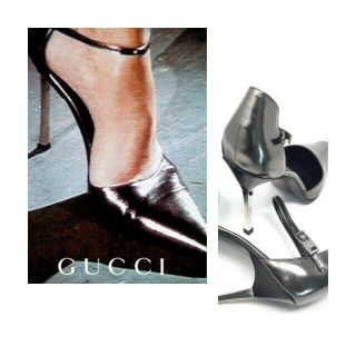 Gucci Tom Ford Gunmetal Stiletto Silver Steel Heel Sz 6.  5 Iconic & Vintage
