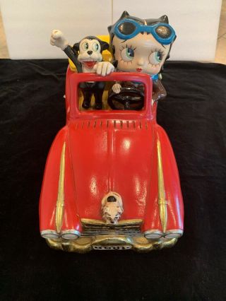 Rare Large Vintage Betty Boop Figurine In Car - L@@k