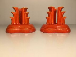 Hlc Vintage Fiesta Red Tripod Candle Holders - And Insurance