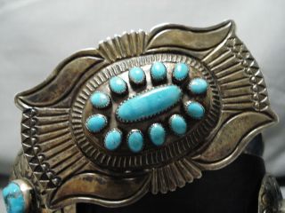 IMPORTANT VINTAGE NAVAJO RICKY MARTINEZ STERLING SILVER TURQUOISE CONCHO BELT 2