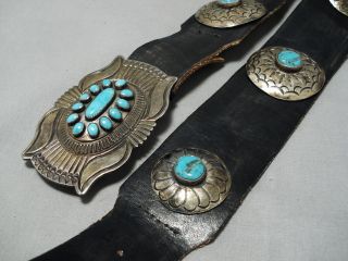 IMPORTANT VINTAGE NAVAJO RICKY MARTINEZ STERLING SILVER TURQUOISE CONCHO BELT 5