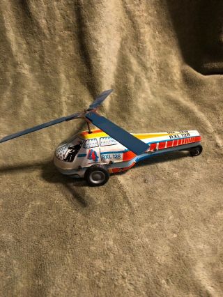 Helicopter,  Vintage Friction Tin Police Helicopter Rxl128 Made By Lemezaru Gyar