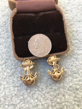 Rare Vintage Wwii Or Wwi Sterling Silver Anchor Navy Pin Badge Medal Award