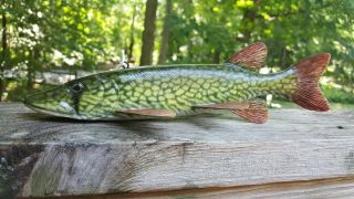 Pickerel Fish Decoy Carved By Harley Ragan - Spearing Lure