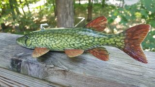 Pickerel Fish Decoy carved by Harley Ragan - Spearing Lure 8