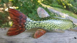 Pickerel Fish Decoy carved by Harley Ragan - Spearing Lure 9